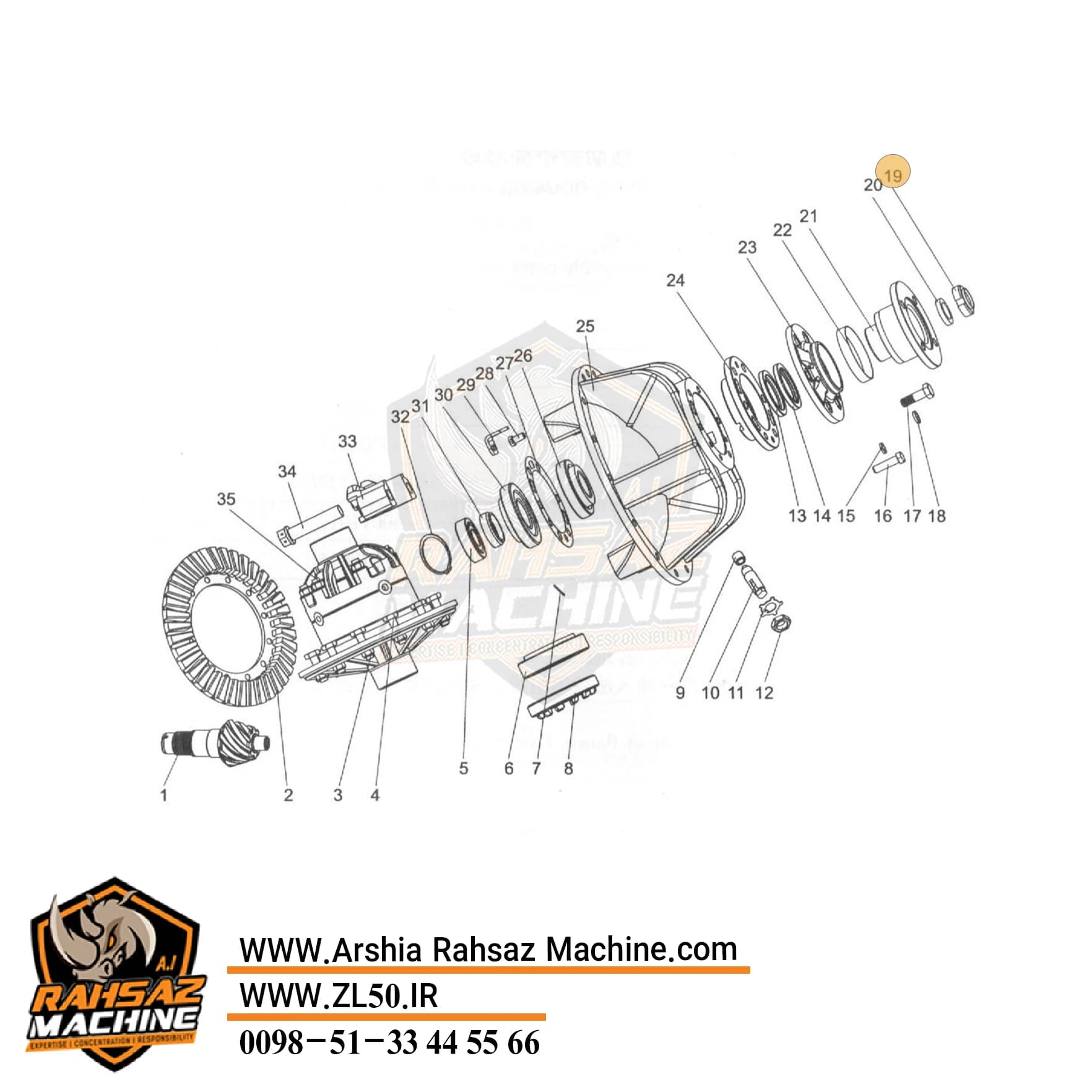 مهره پنیون لودر ZL50  - مریتور